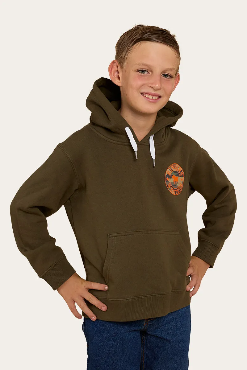 Signature Bull Kids Pullover Hoodie - Military Green/Camo