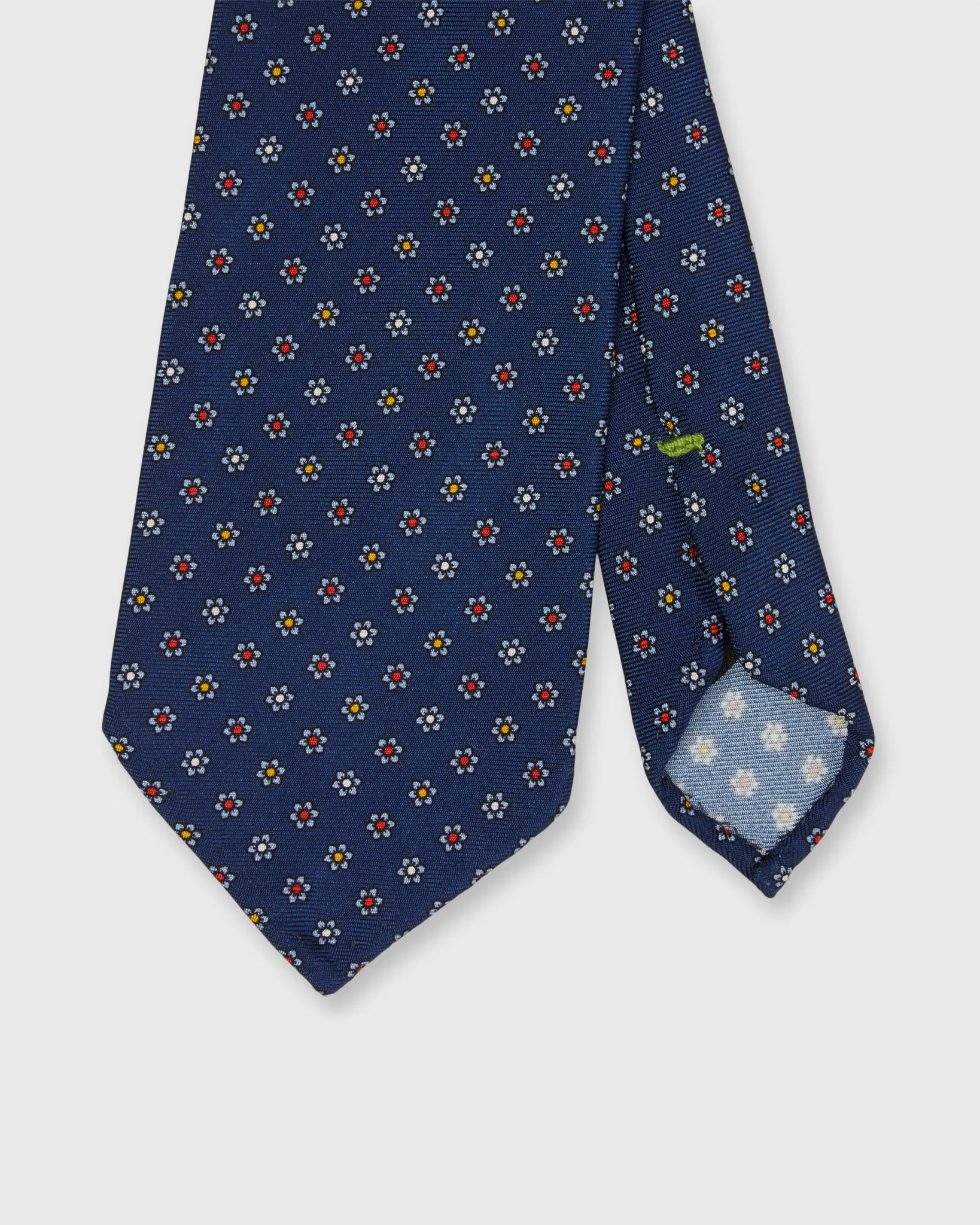 Silk Print Tie in Navy/Sky Multi Flower