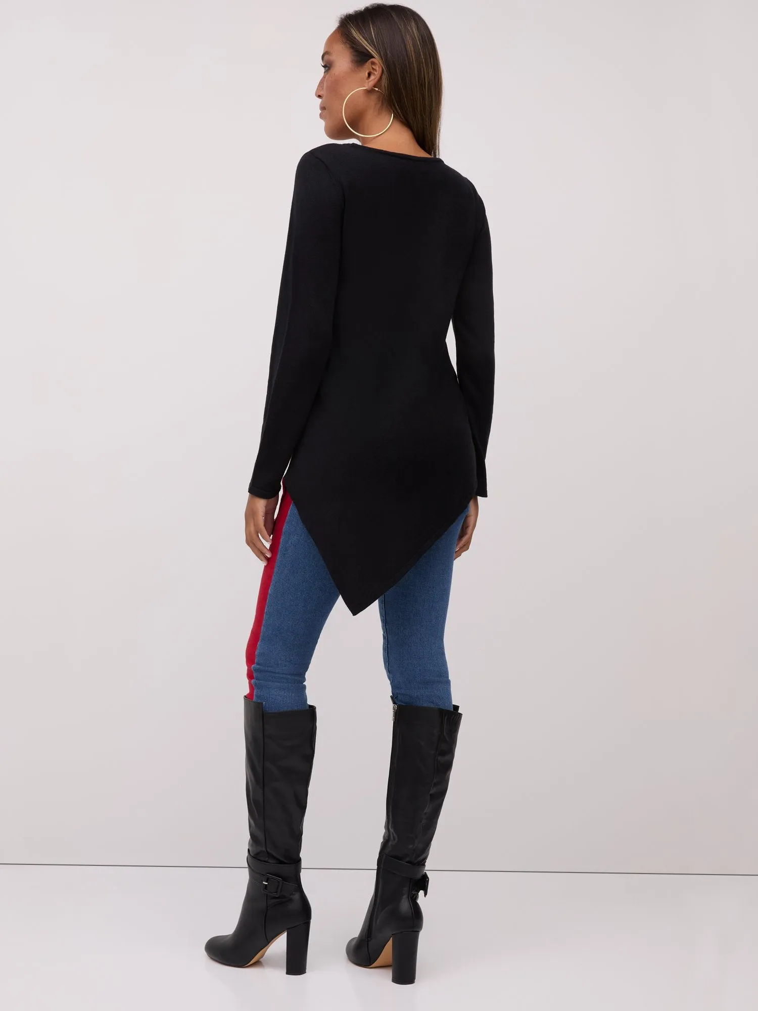 Striped Asymmetric Tunic Sweater