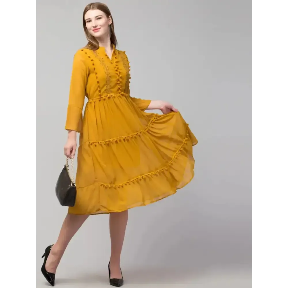 Stylish Crepe A-Line Dress For Women