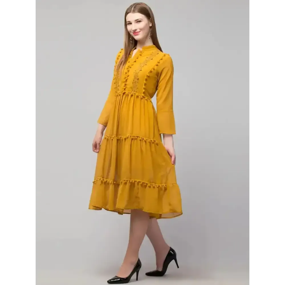 Stylish Crepe A-Line Dress For Women