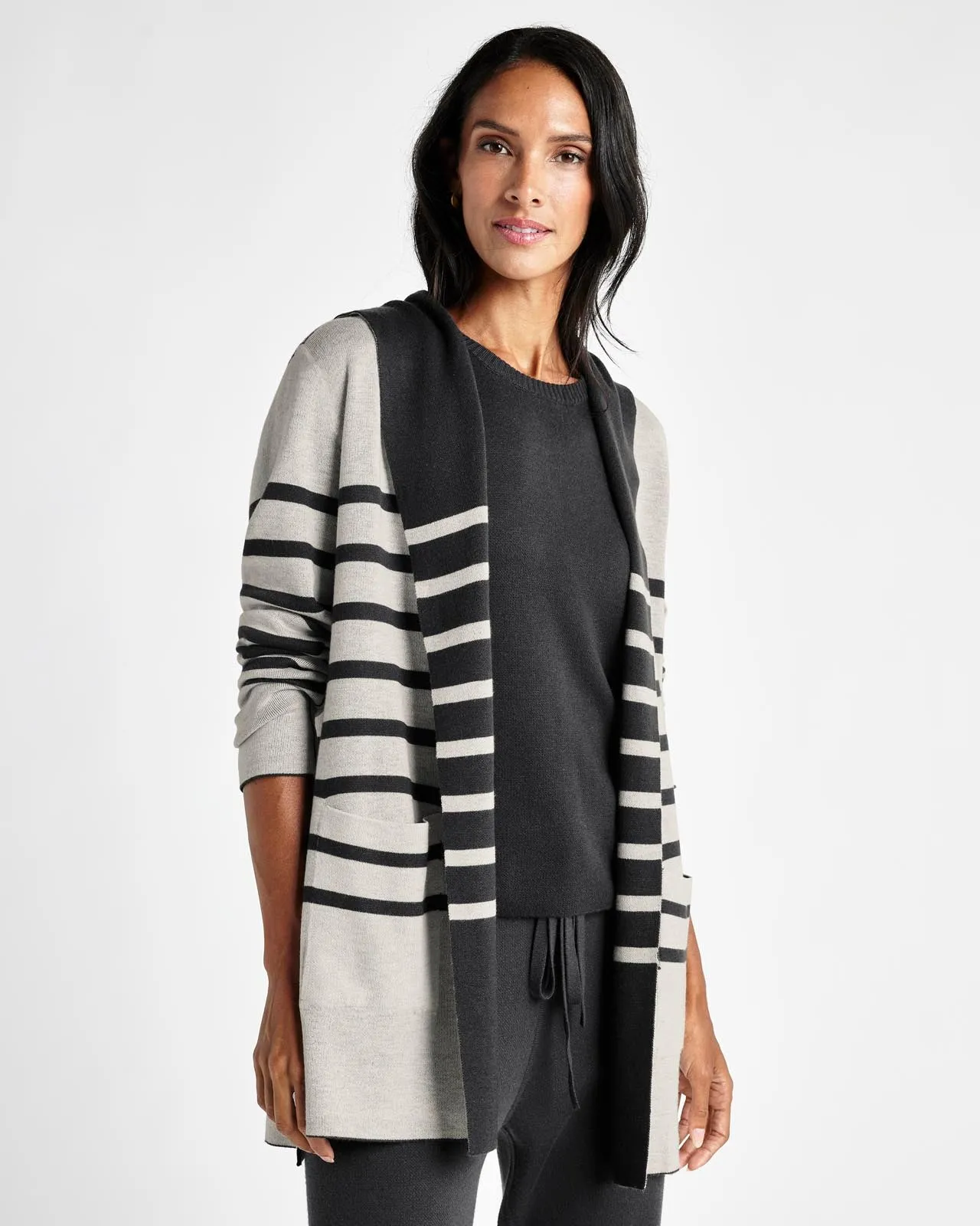 Sydney Cashblend Stripe Reversible Cardigan