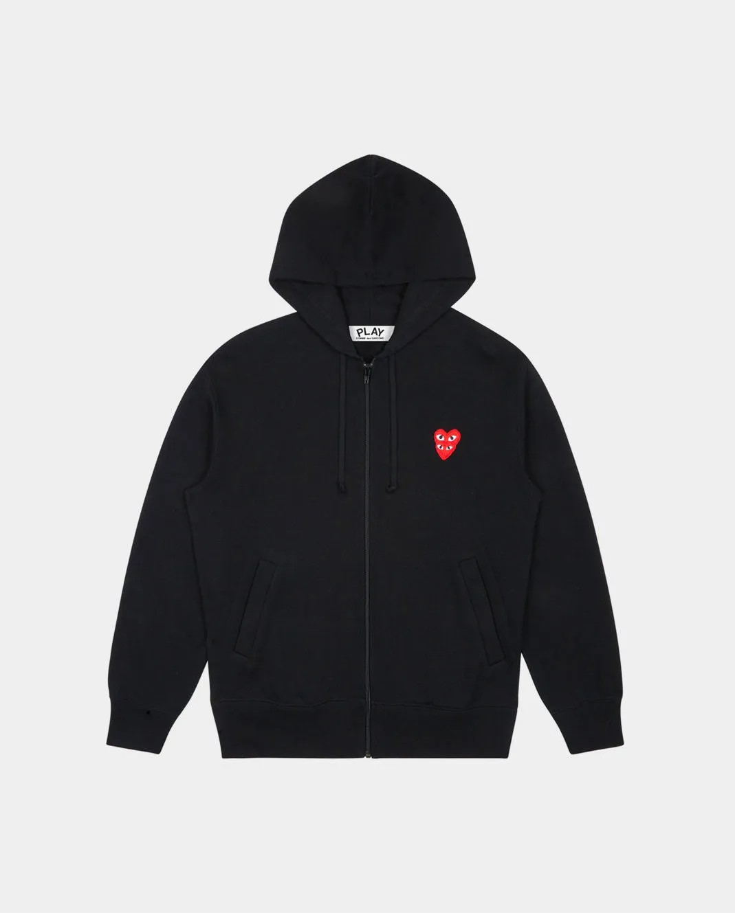 T294 RED DOUBLE HEART ZIP UP HOODED SWEATSHIRT / BLACK