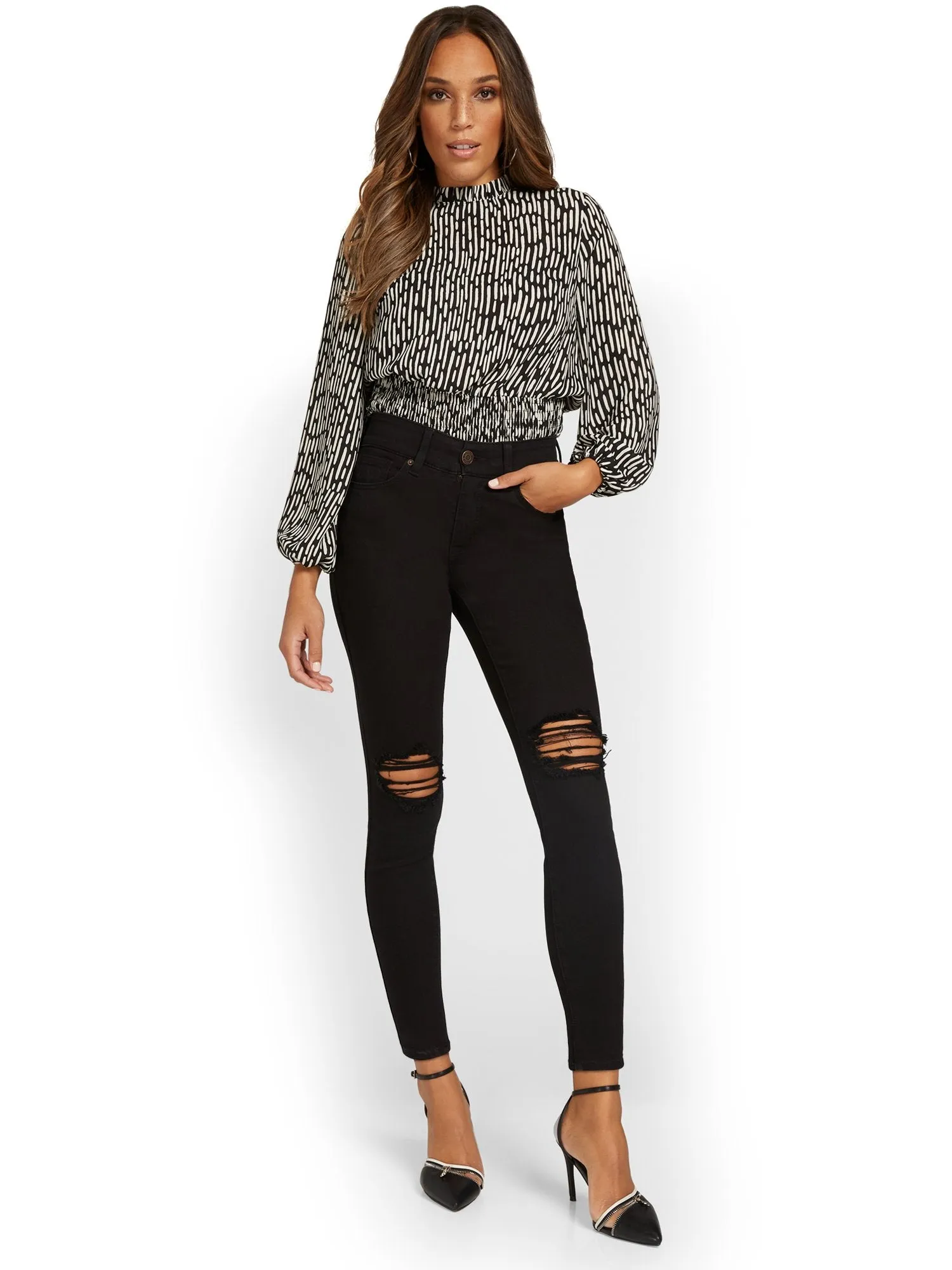 Tall Curvy High-Waisted Super-Skinny Ankle Jeans - Black