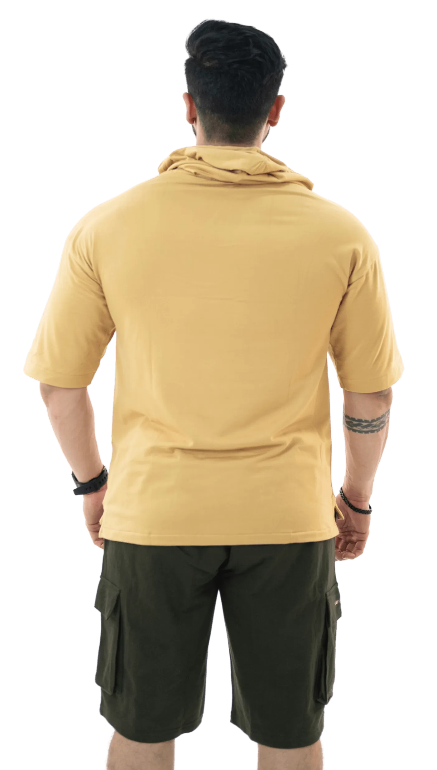 THiNK Men's Beige Drop Sleeves Hoodie