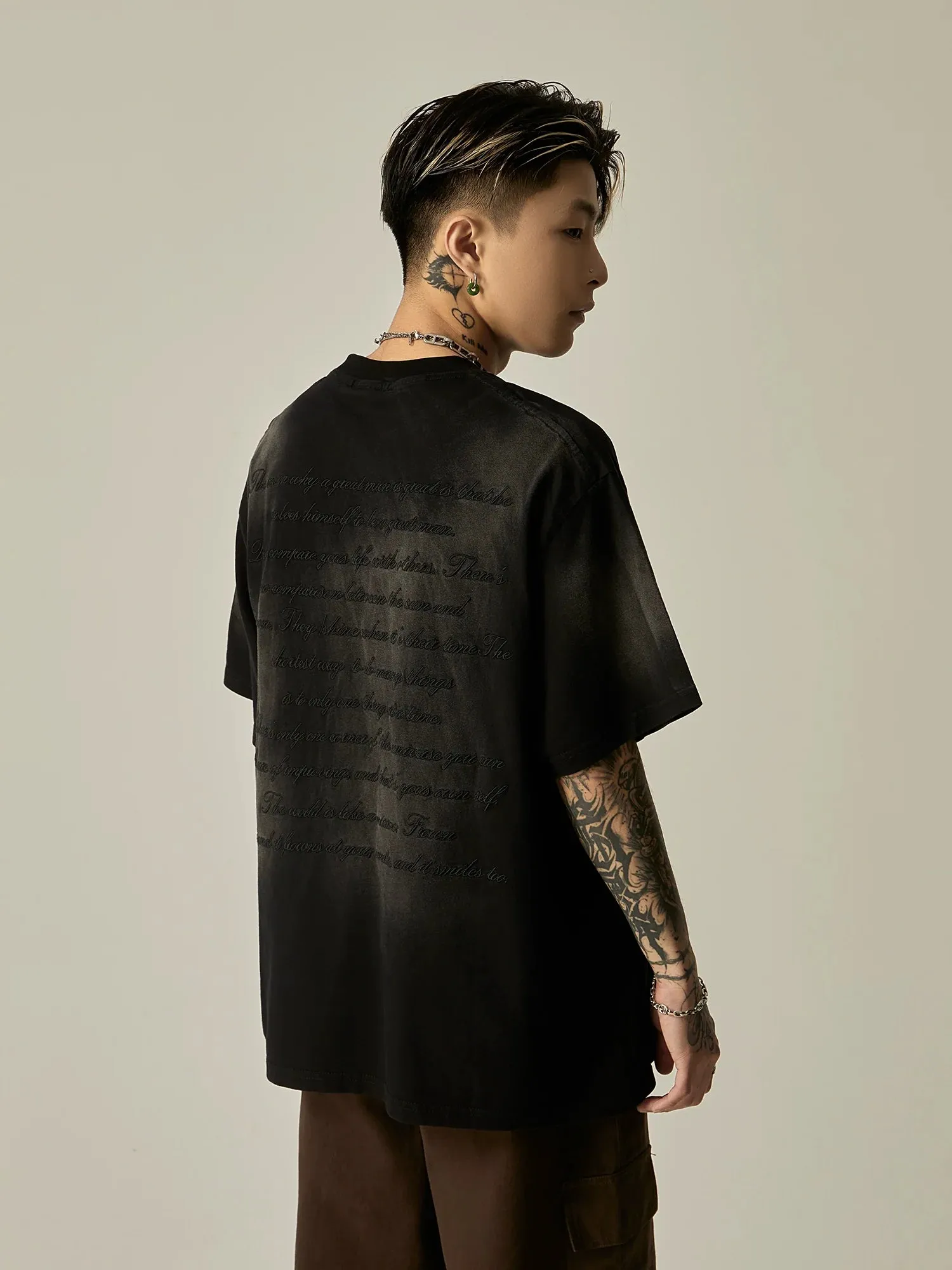 Tonal Embossed Logo Oversized Tee