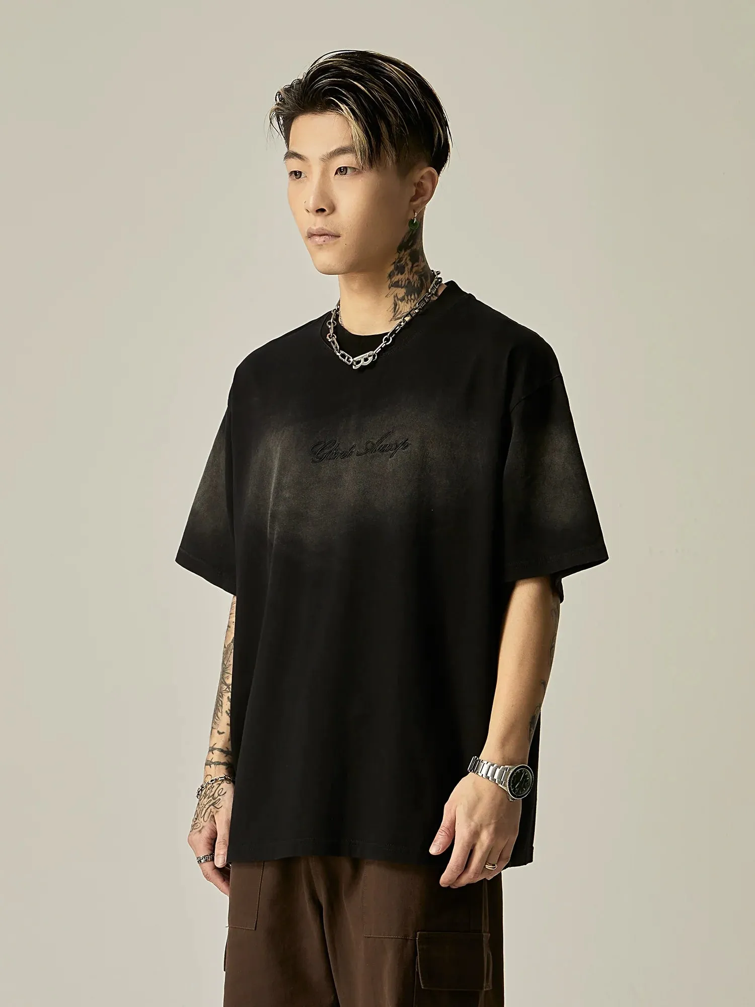 Tonal Embossed Logo Oversized Tee