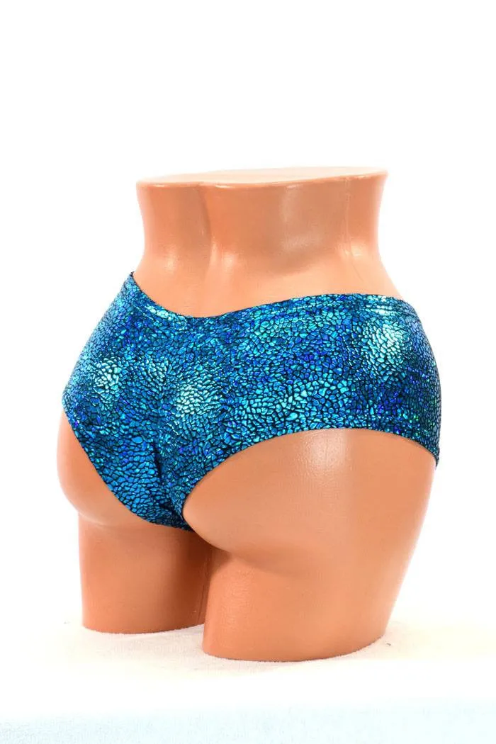 Turquoise Holographic Cheeky Shorts