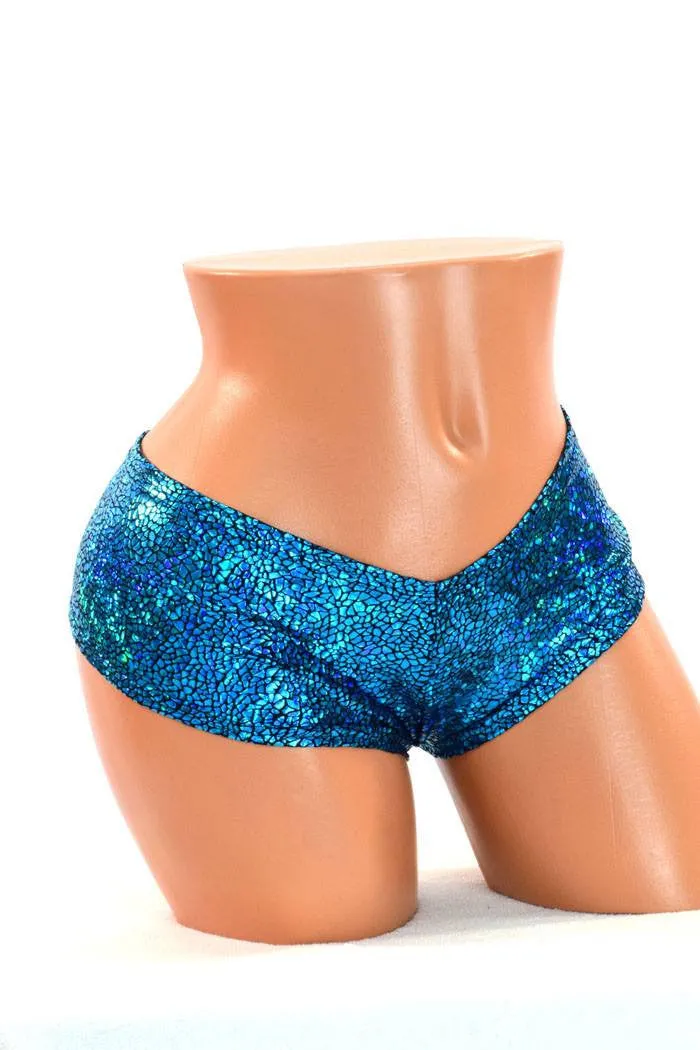 Turquoise Holographic Cheeky Shorts