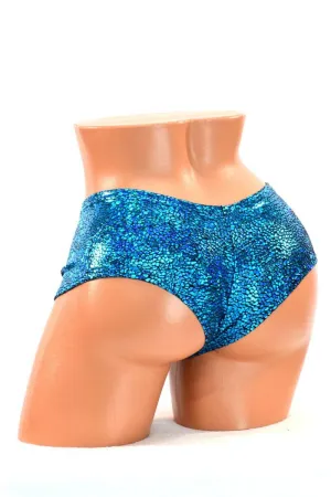 Turquoise Holographic Cheeky Shorts