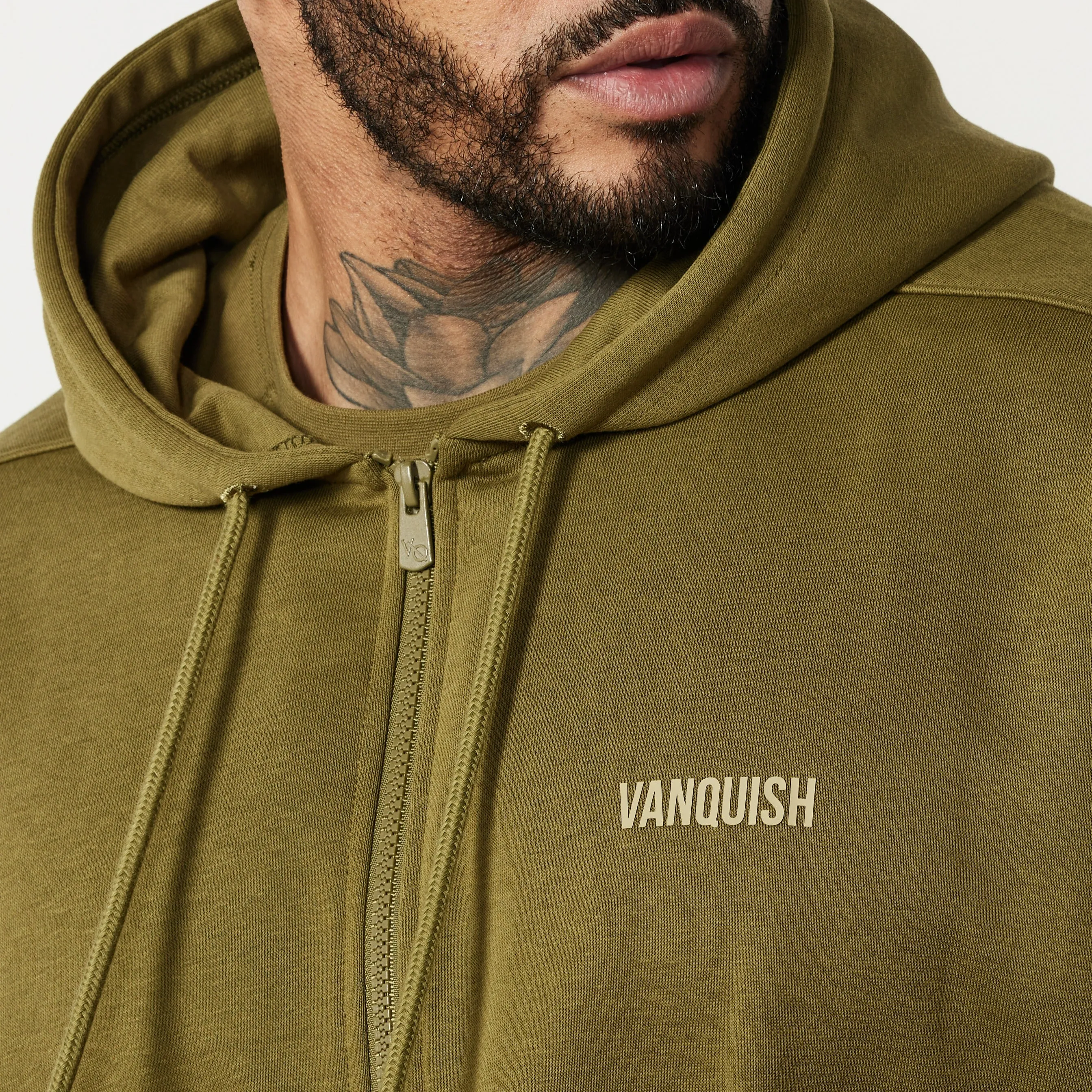 Vanquish Essential Olive Green Oversized Full Zip Hoodie