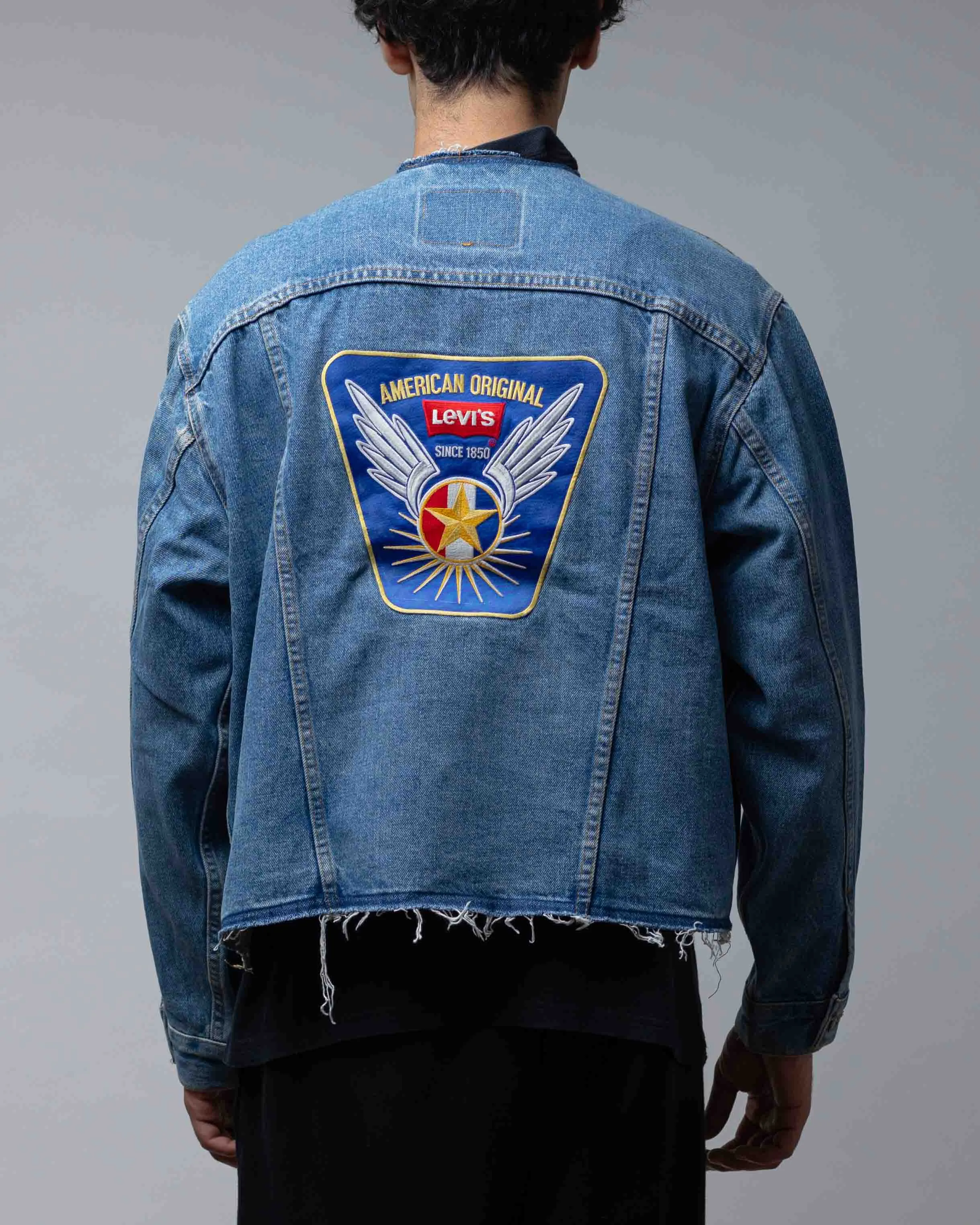 Vintage Levis Back Patch Denim Jacket Without Collar