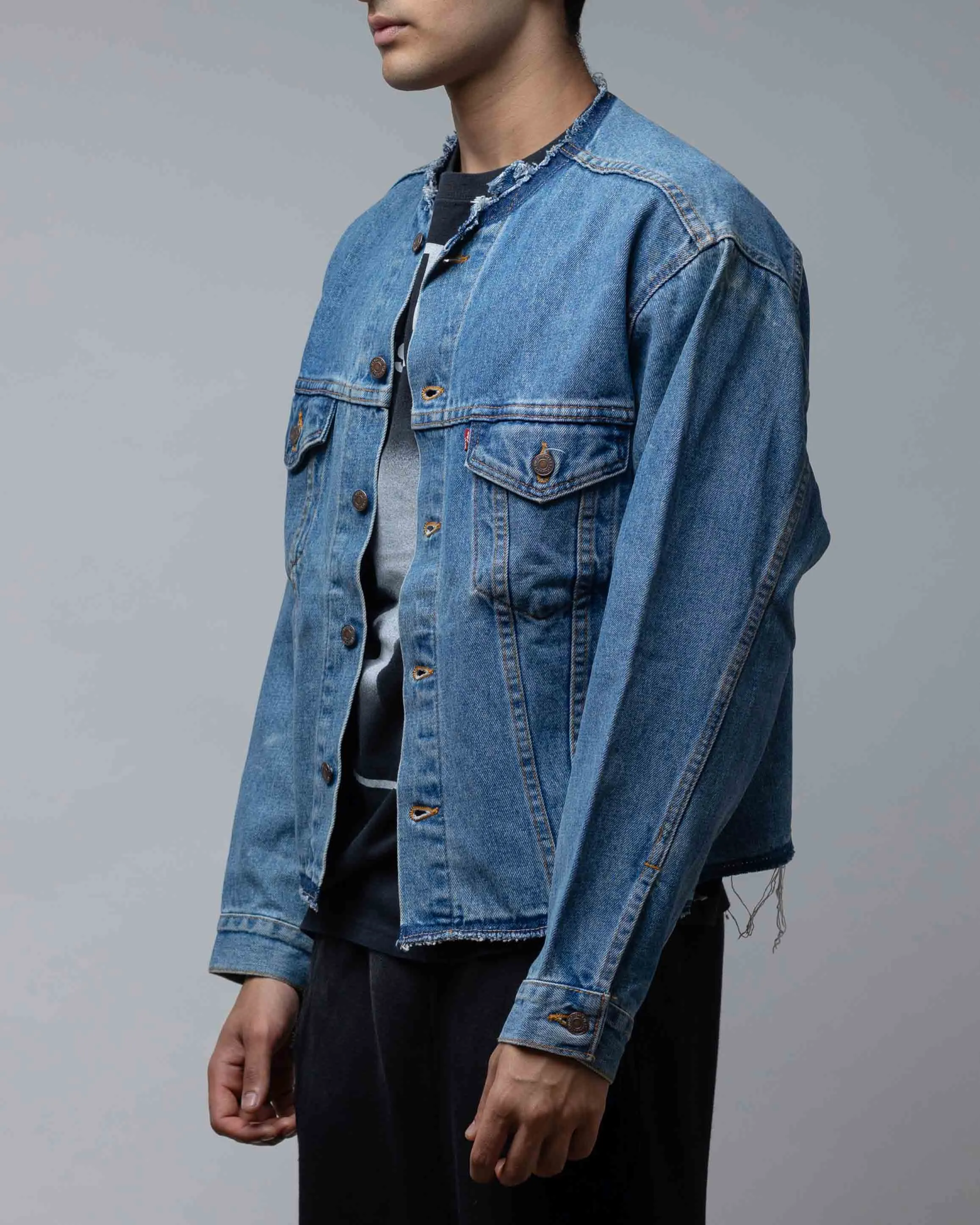 Vintage Levis Back Patch Denim Jacket Without Collar