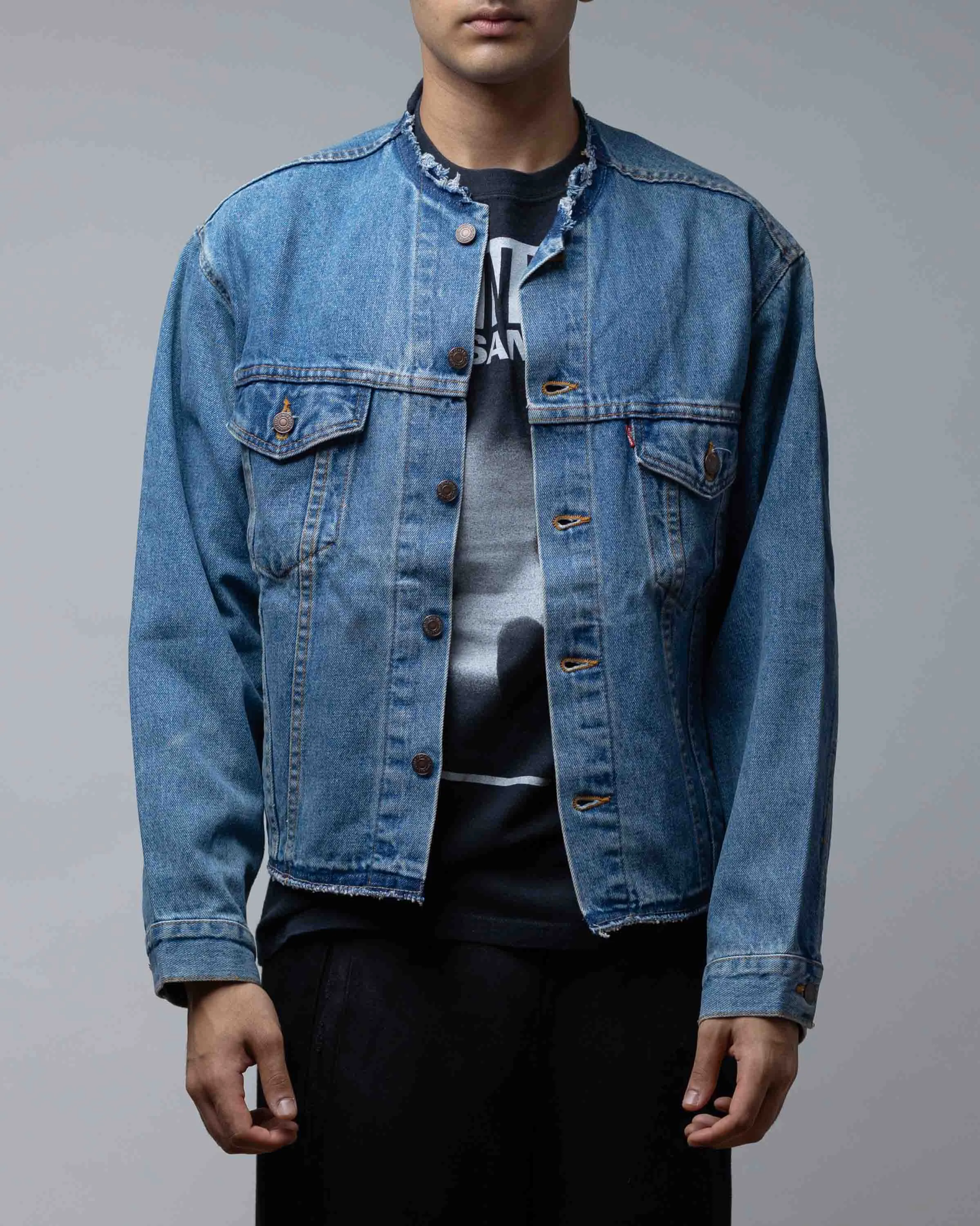 Vintage Levis Back Patch Denim Jacket Without Collar