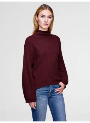 White   Warren - Luxe Stitch Standneck Claret Heather