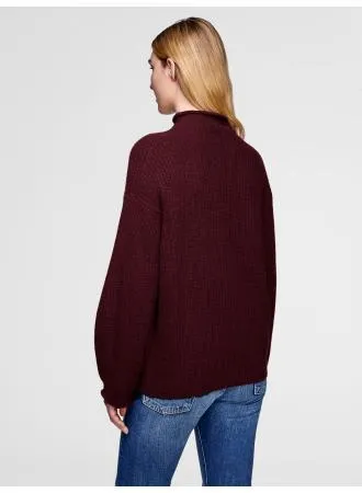 White   Warren - Luxe Stitch Standneck Claret Heather