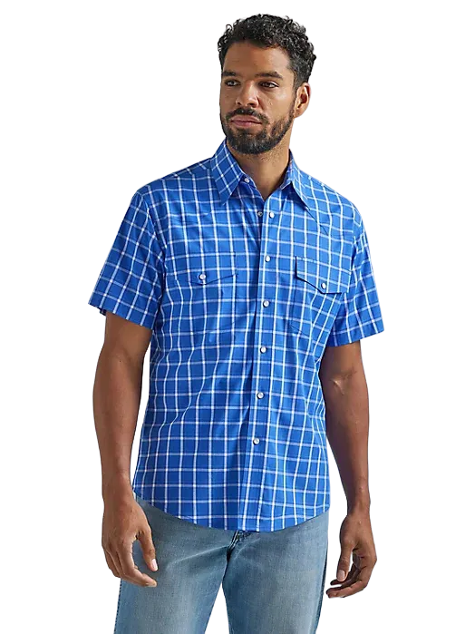 Wrangler Men's Wrinkle Resist Short Sleeve Western Snap Plaid Shirt - Big