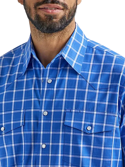 Wrangler Men's Wrinkle Resist Short Sleeve Western Snap Plaid Shirt - Big